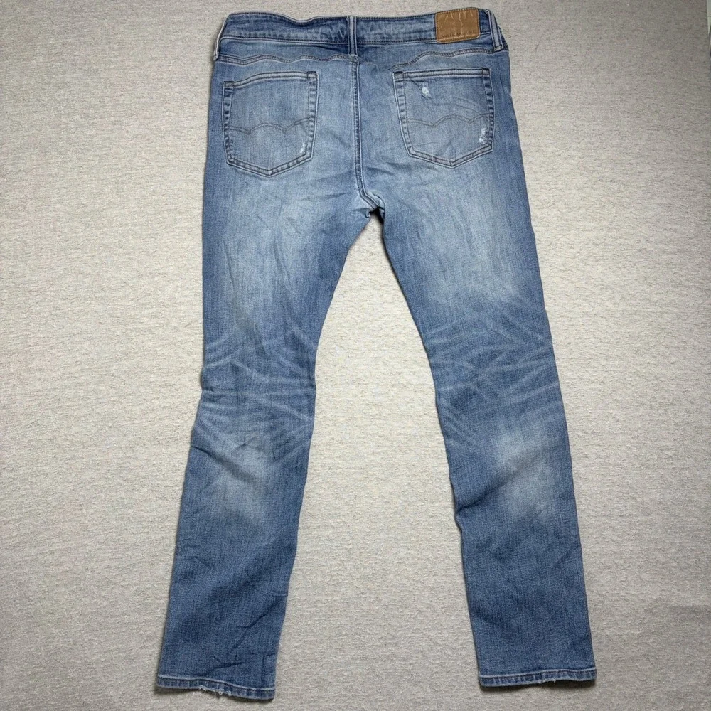 American Eagle Mens Slim Distressed Jeans 36x32 Blue Airflex+ Temp Tech Ripped